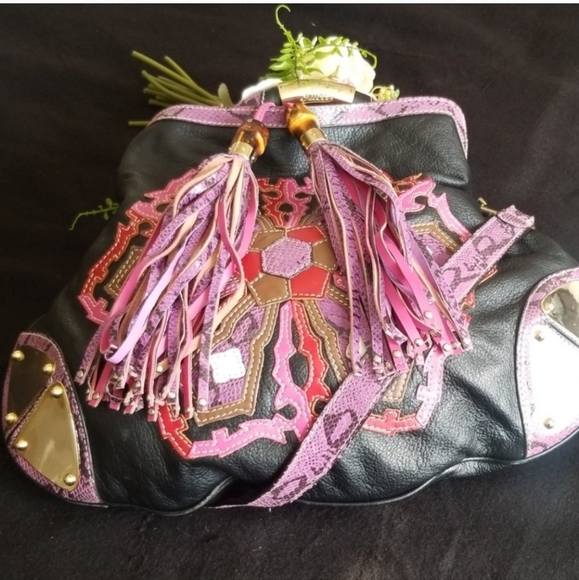 Gucci Spring 2007  Runway Babouska Purple Black Snakeskin Leathers Tassel Bag - Picture 3 of 14